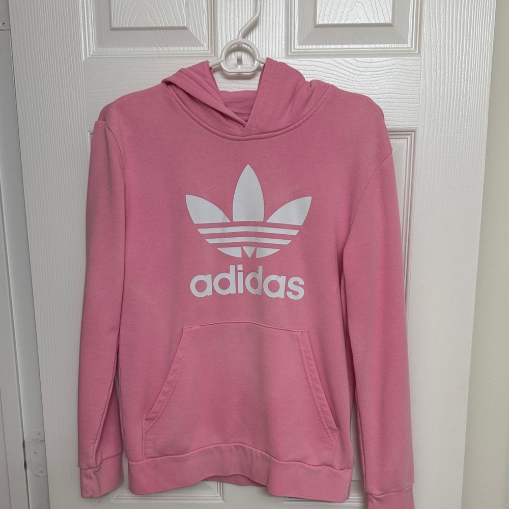 Adidas Pink Hoodie with White Trefoil logo